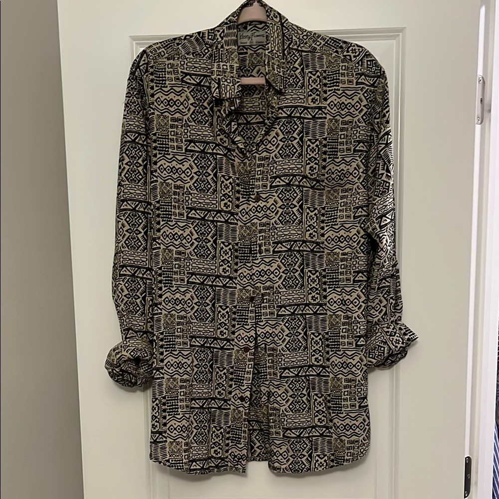 Kenny Flowers Black and Tan Patterned Shirt